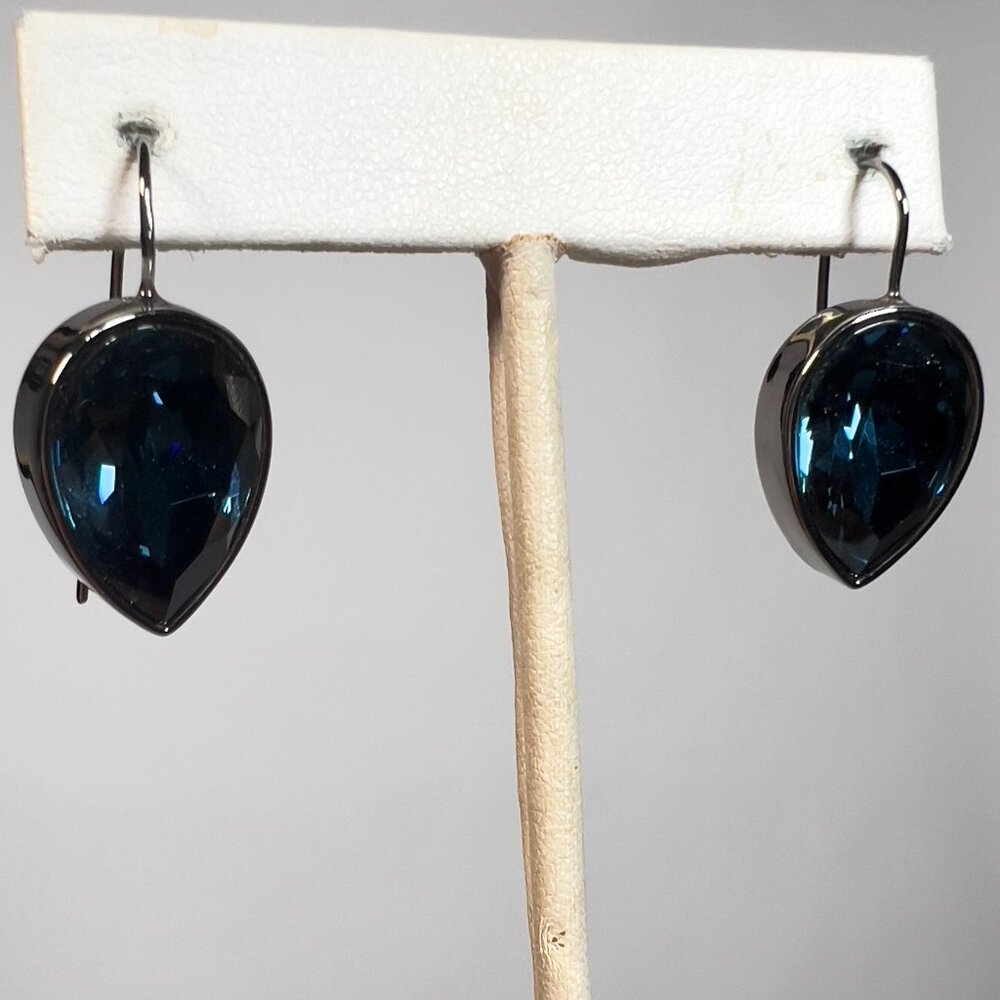 Camille K Tear Drop Earrings with Blue Swarovski Crystals